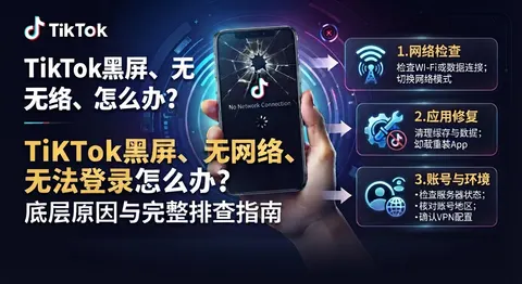 TikTok 黑屏、提示无网络、无法登录怎么办？底层原因与完整排查指南